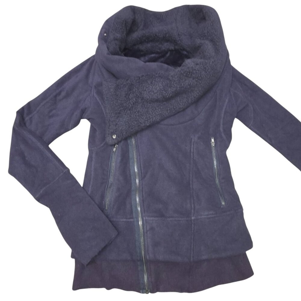 Lululemon Navy Blue Off the Mat Asymmetrical Zip Up Jacket - Size 4